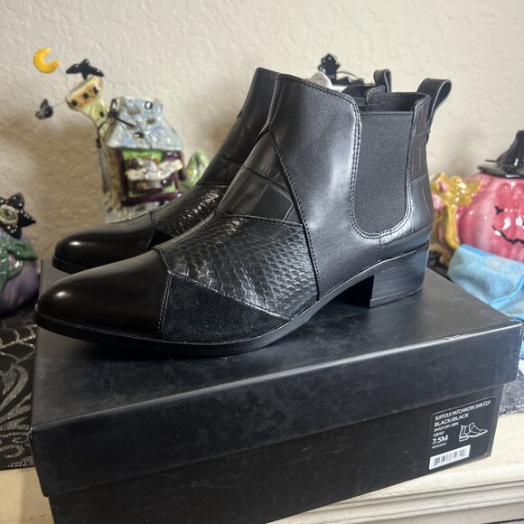 Coach Women's Suffolk Patchwork Pointed Toe Leather Ankle Boots 7.5M NEW IN BOX - Picture 5 of 14